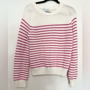 English Factory cable knit sweater size small stripes pink barbiecore office